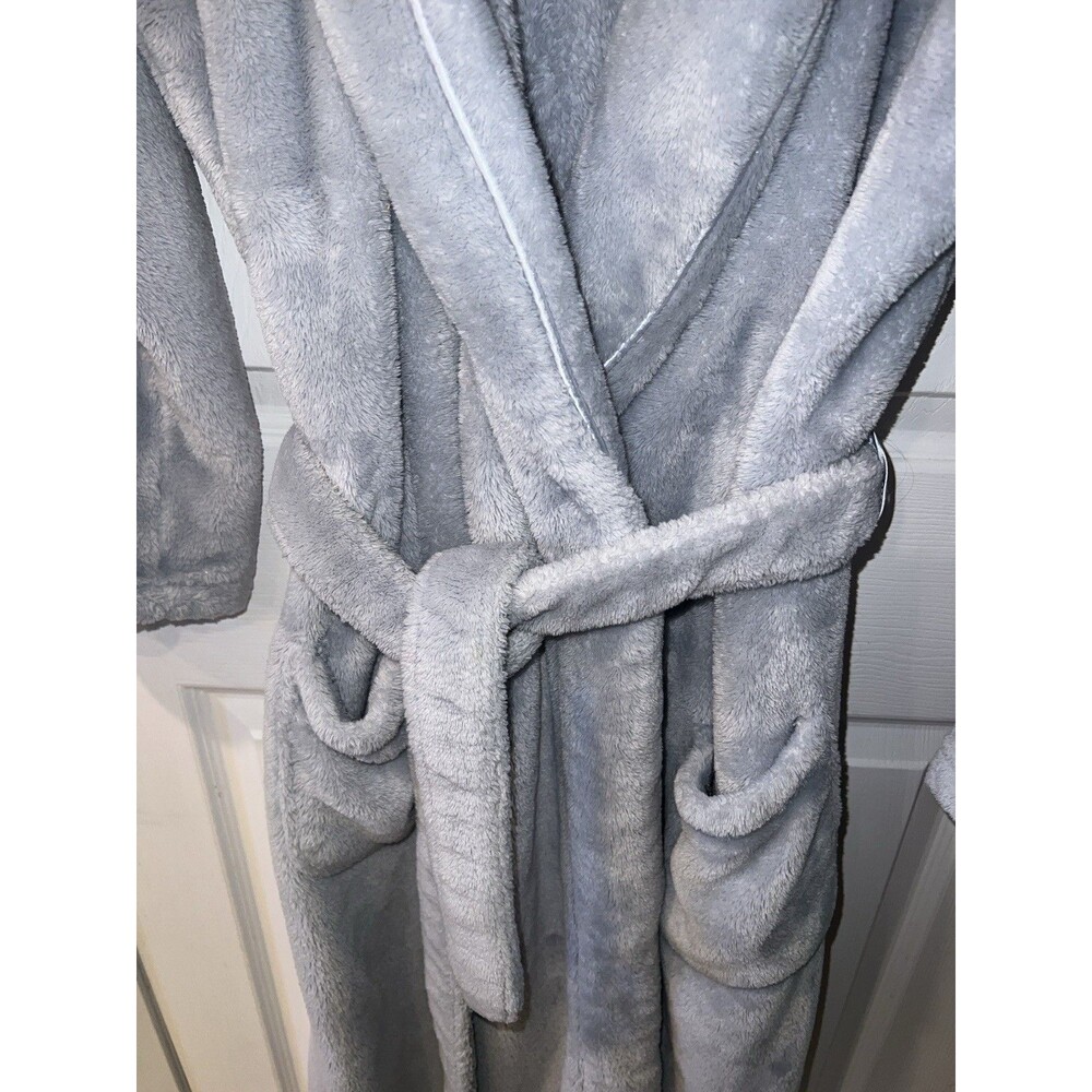 Victorias Secret Bath Robe Womens Sz M/L Blue Plush Cozy Lounge Warm Tie Front - Picture 3 of 12